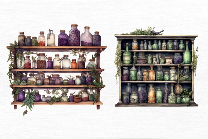 watercolor-witches-apothecary-cabinet