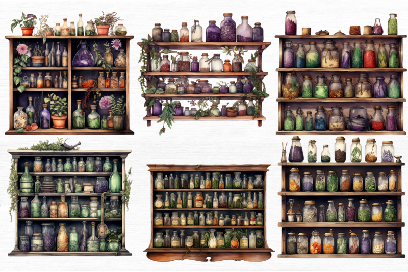 watercolor-witches-apothecary-cabinet