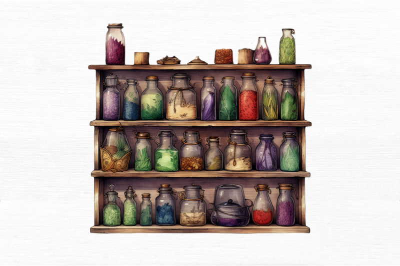 watercolor-witches-apothecary-cabinet