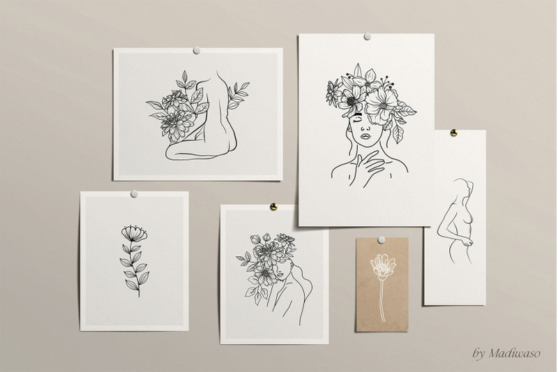 woman-body-amp-flowers-line-art-set