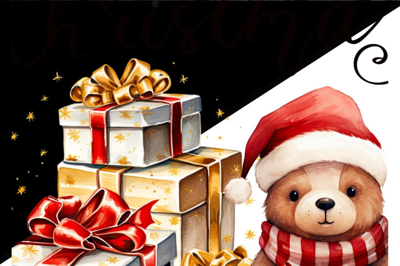 christmas-scene-bear-with-gifts-sublimation-png-designs