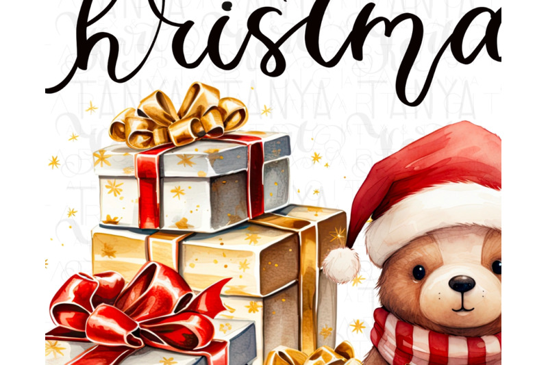 christmas-scene-bear-with-gifts-sublimation-png-designs