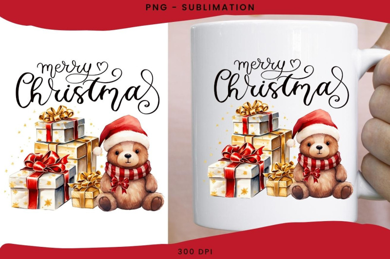 christmas-scene-bear-with-gifts-sublimation-png-designs