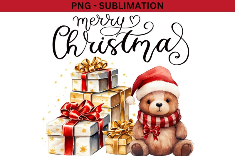 christmas-scene-bear-with-gifts-sublimation-png-designs