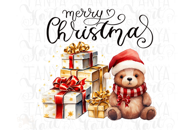 christmas-scene-bear-with-gifts-sublimation-png-designs