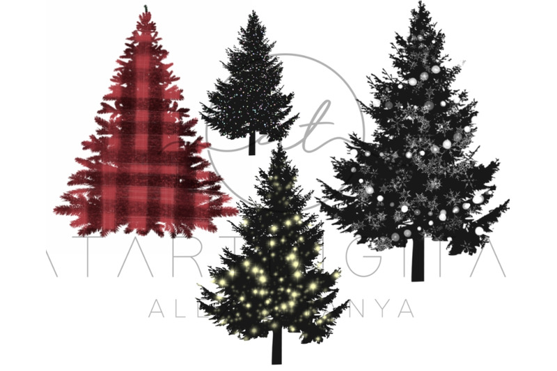 9-christmas-trees-png-clipart-for-christmas-cards-sublimation-png-for