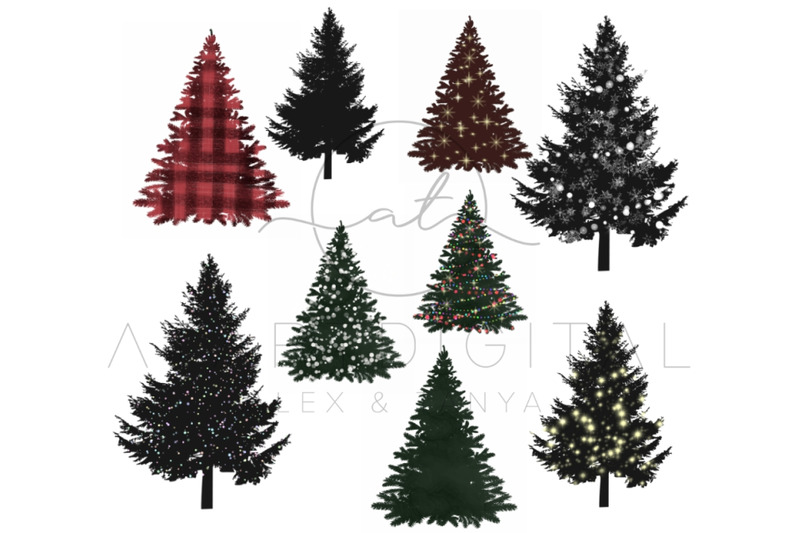 9-christmas-trees-png-clipart-for-christmas-cards-sublimation-png-for