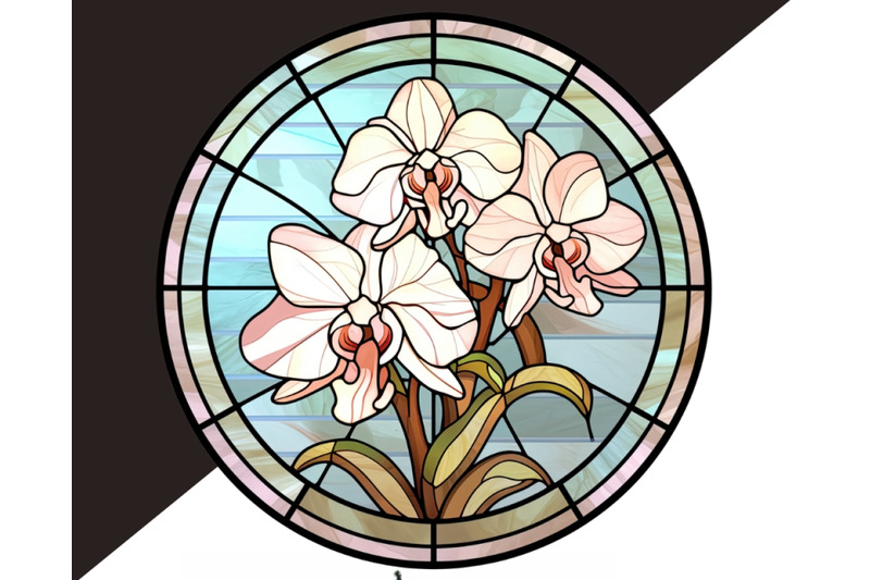 pink-white-orchids-stained-glass-flowers-png-clipart