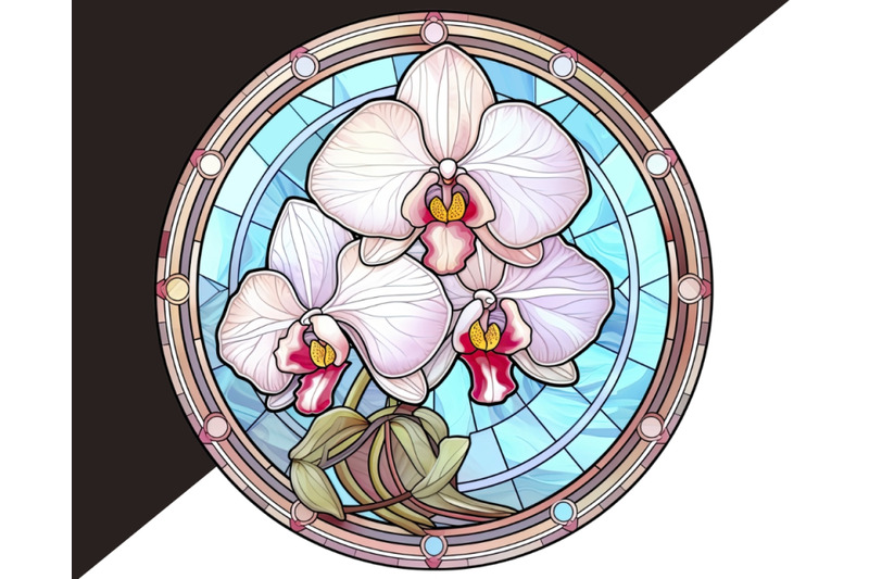 pink-white-orchids-stained-glass-flowers-png-clipart