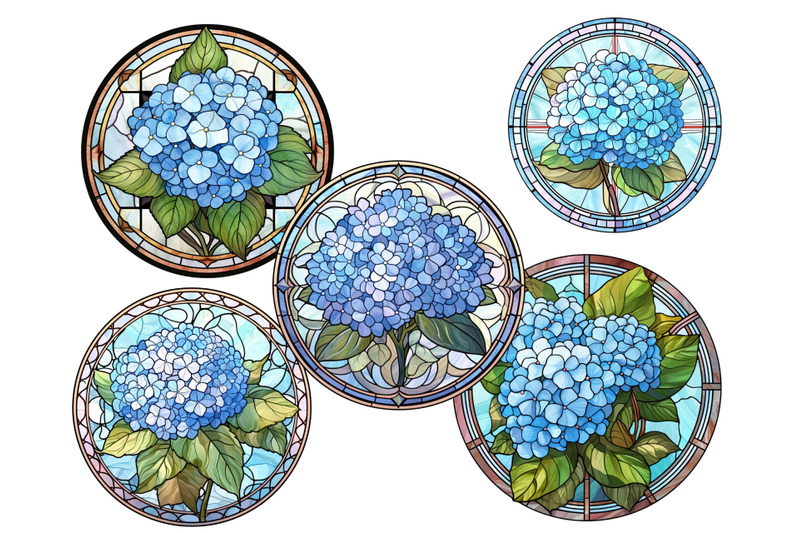 blue-hydrangea-stained-glass-clipart