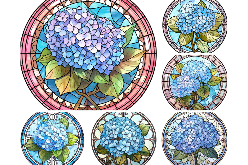blue-hydrangea-stained-glass-clipart