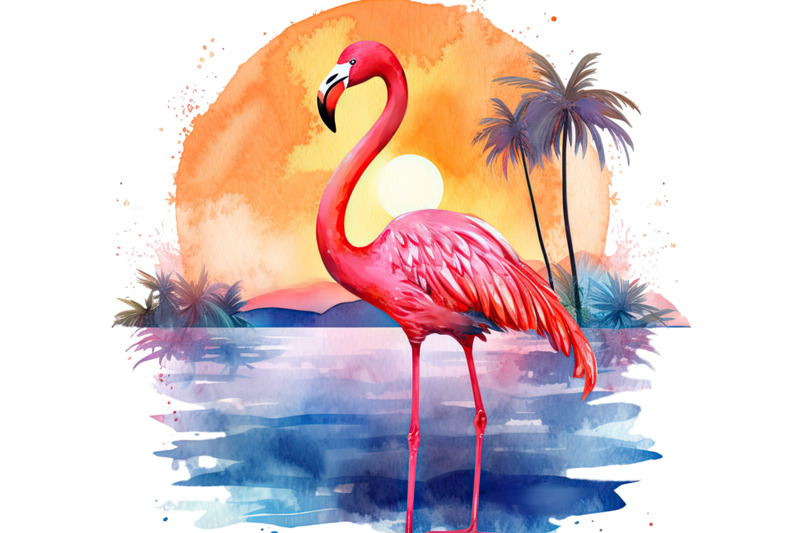 flamingo-beach-sunset-clipart