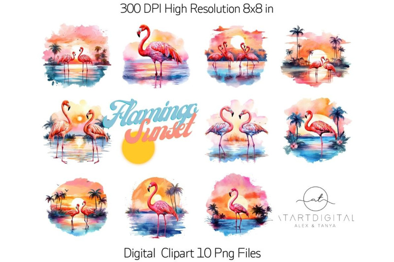 flamingo-beach-sunset-clipart