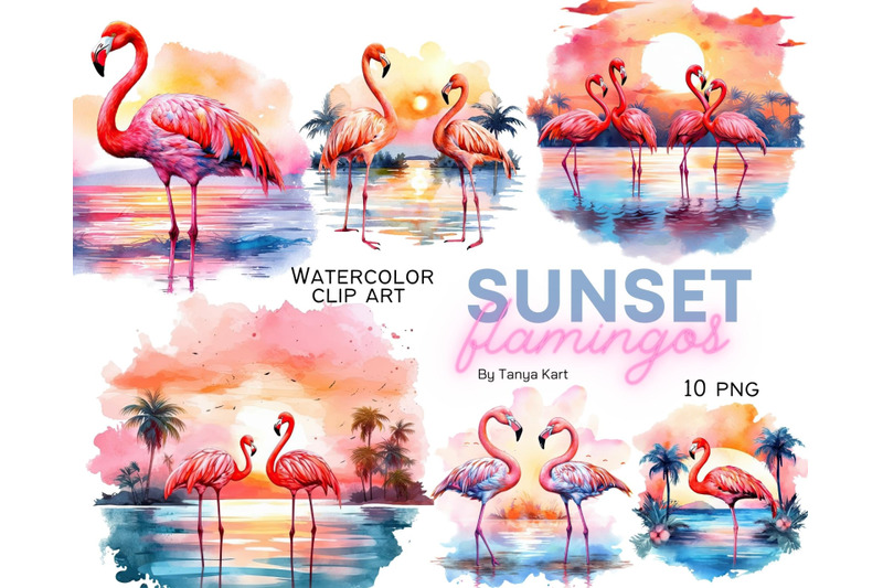 flamingo-beach-sunset-clipart