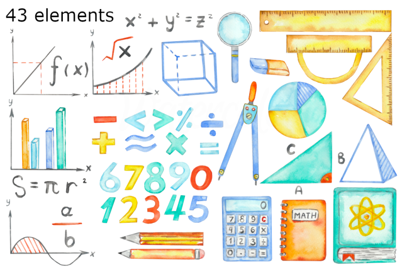 math-watercolor-clipart