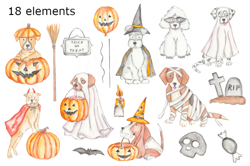 halloween-dogs-watercolor-clipart