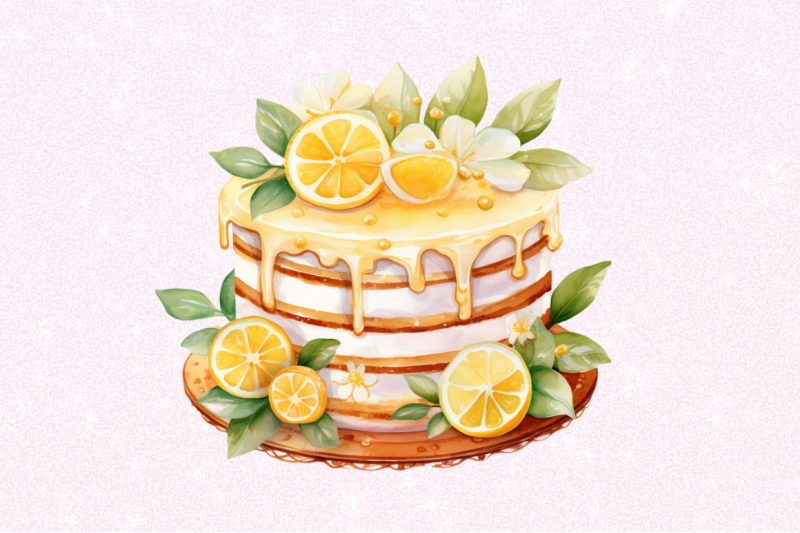 cake-with-lemon-watercolor-clipart