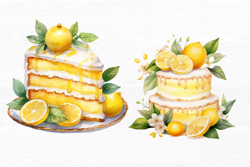 cake-with-lemon-watercolor-clipart