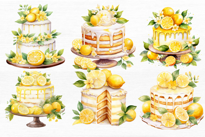 cake-with-lemon-watercolor-clipart