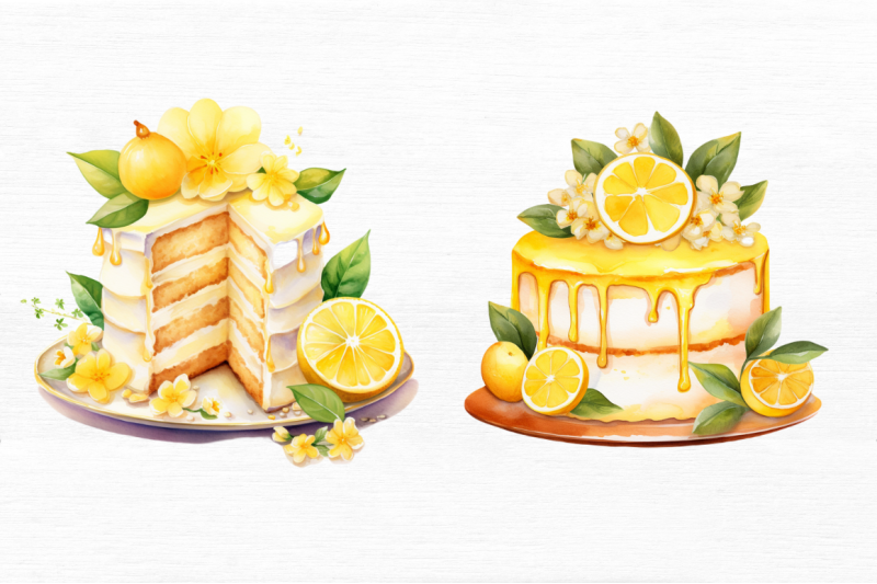 cake-with-lemon-watercolor-clipart