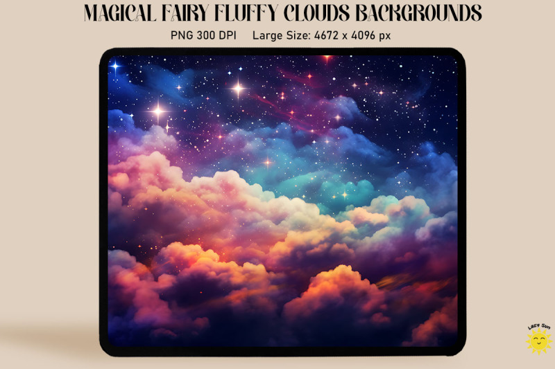 watercolor-starry-sky-with-fluffy-clouds