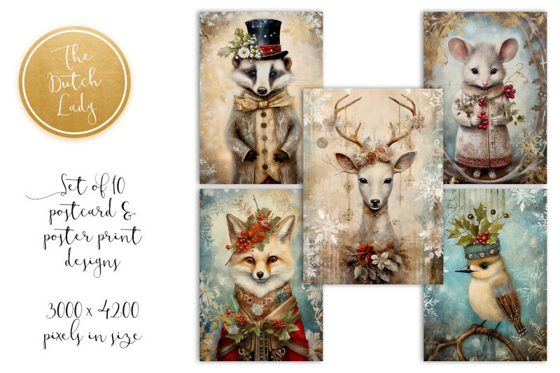 christmas-animals-postcards-amp-art-prints