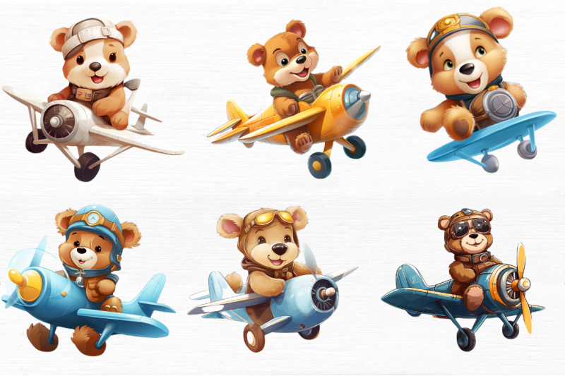 cute-little-bear-flying-on-plane-clipart