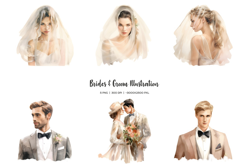 watercolor-vintage-wedding-clipart-retro-wedding-theme-clip-art