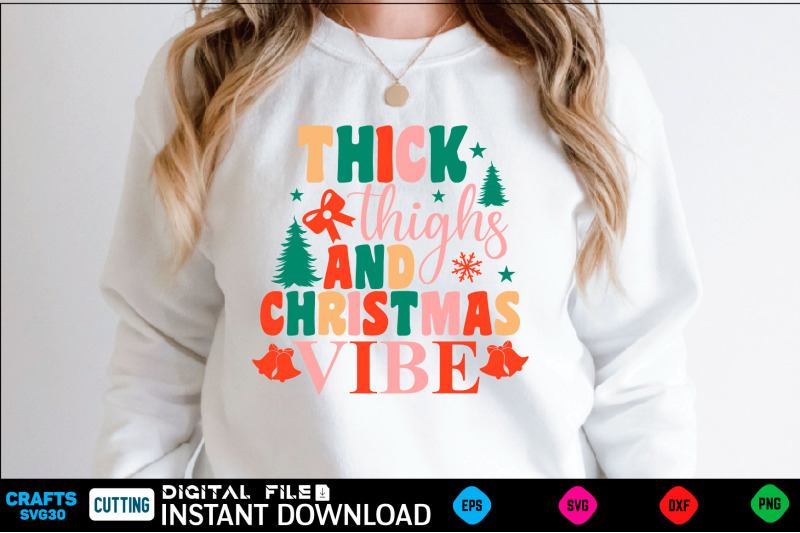 thick-thighs-and-christmas-vibe-retro-svg