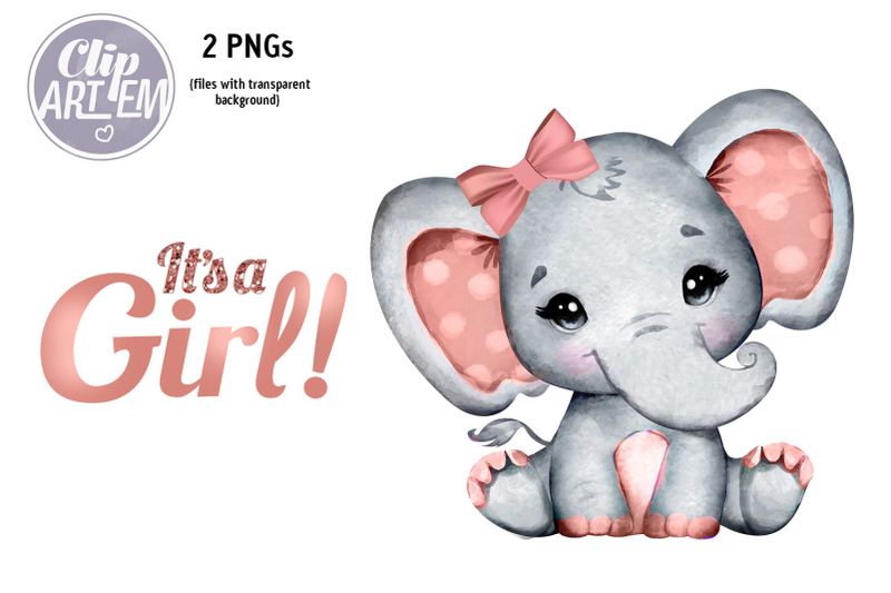 rose-gold-elephant-baby-girl-png-watercolor-clip-art-decor-baby-shower