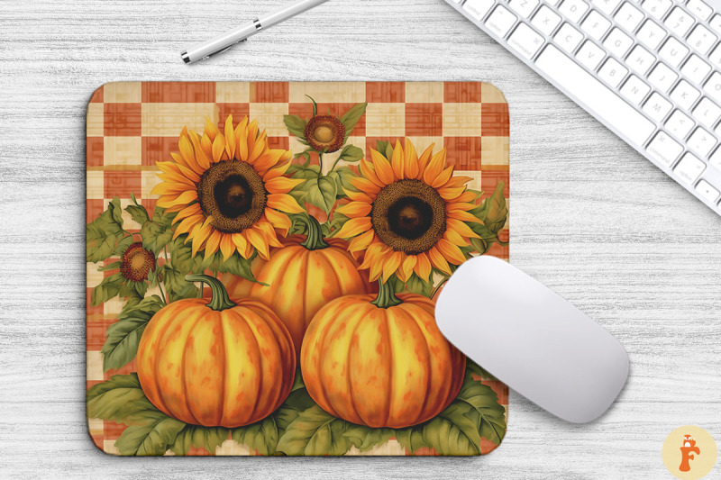 pumpkin-and-sunflowers-on-checkerboard