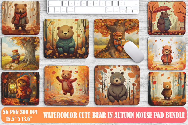 watercolor-bear-in-autumn-mouse-pad