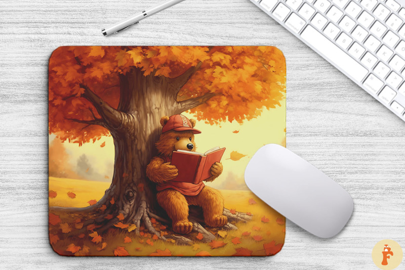 cute-bear-reading-book-under-autumn-tree