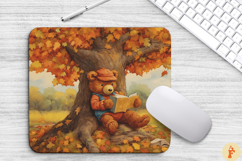 cute-bear-reading-book-under-autumn-tree