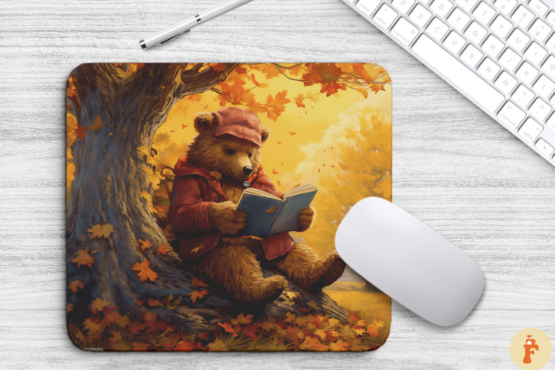 cute-bear-reading-book-under-autumn-tree