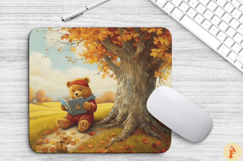 cute-bear-reading-book-under-autumn-tree