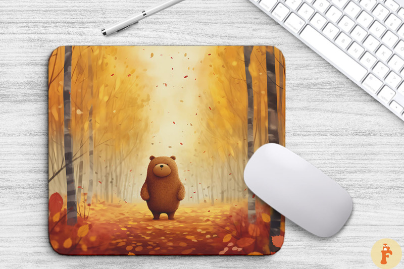 adorable-bear-in-autumn-forest-mouse-pad