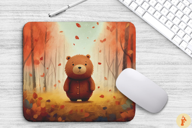 adorable-bear-in-autumn-forest-mouse-pad