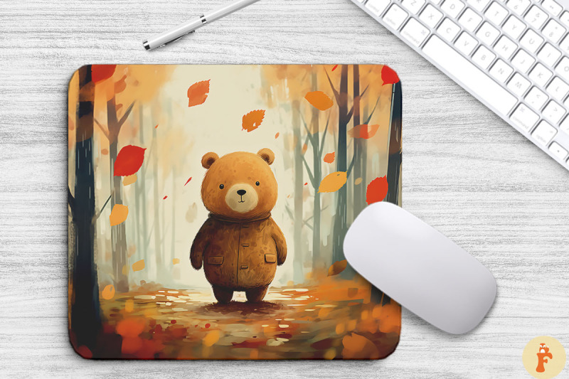 adorable-bear-in-autumn-forest-mouse-pad