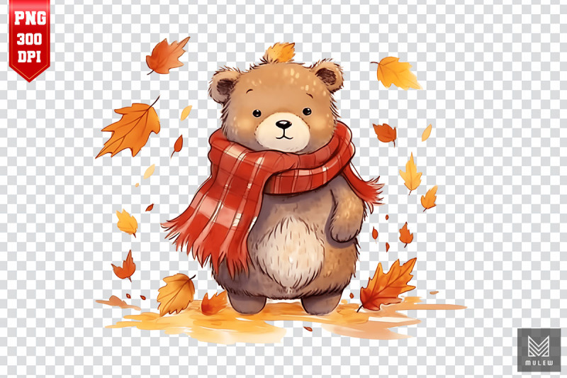 watercolor-cute-bear-autumn-clipart