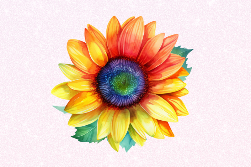 sunflower-rainbow-watercolor-clipart