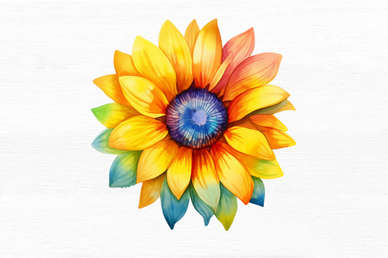 sunflower-rainbow-watercolor-clipart