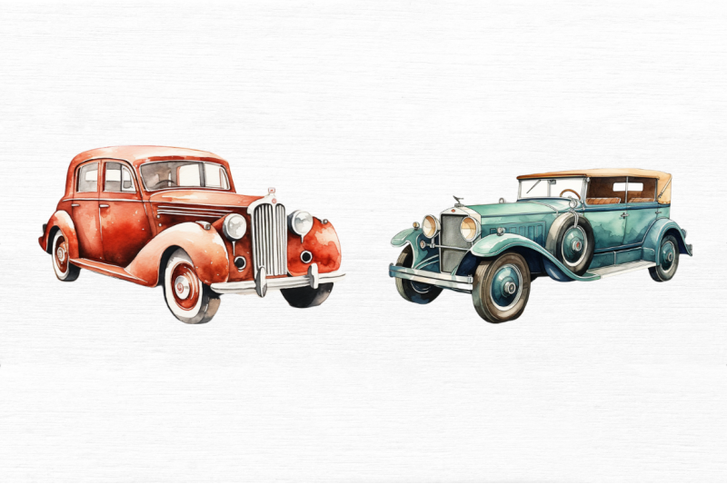 vintage-cars-watercolor-clipart