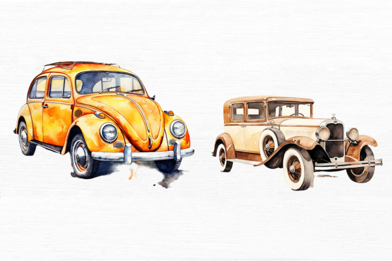 vintage-cars-watercolor-clipart