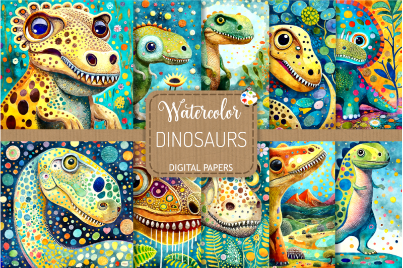 dinosaurs-transparent-watercolor-digital-paintings