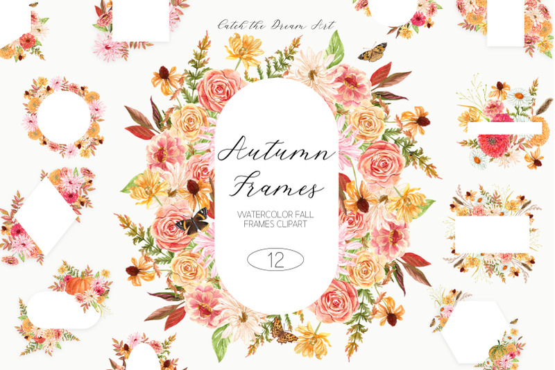 early-autumn-frames-watercolor-fall-floral-clipart