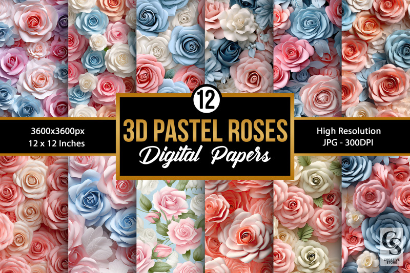 pastel-3d-roses-digital-papers-3d-floral-seamless-patterns-a