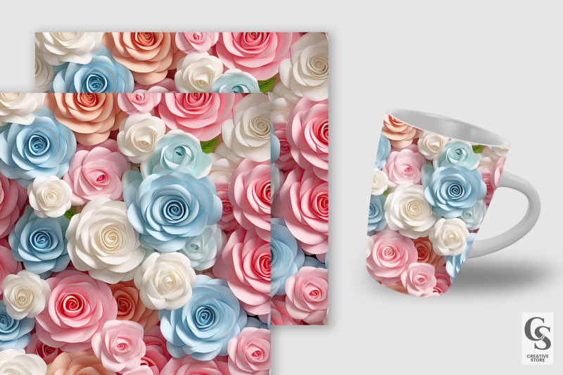 pastel-3d-roses-digital-papers-3d-floral-seamless-patterns-a