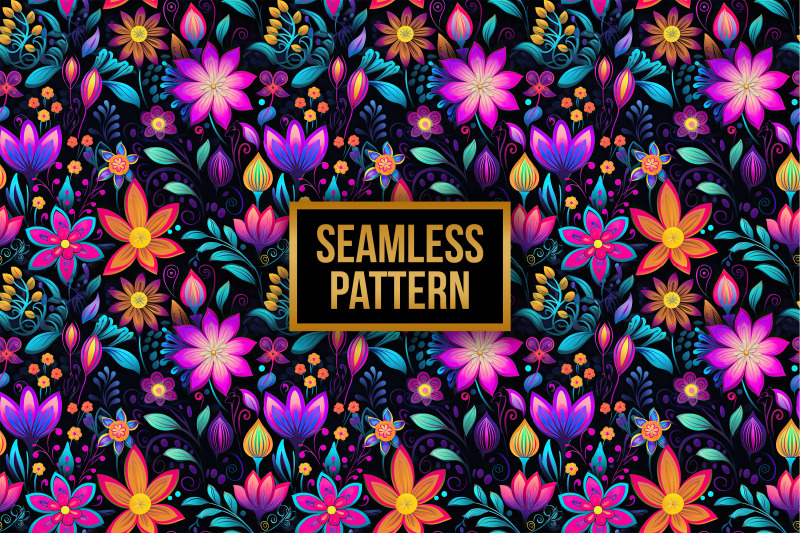 cute-neon-floral-seamless-patterns