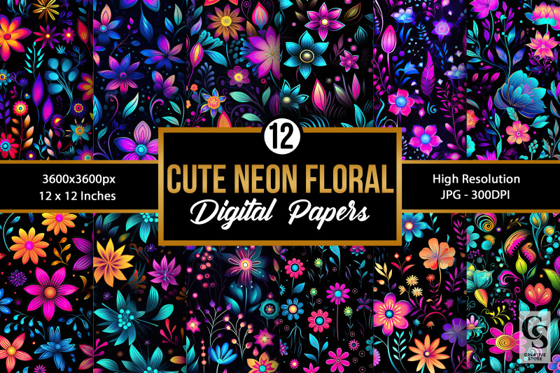 cute-neon-floral-seamless-patterns